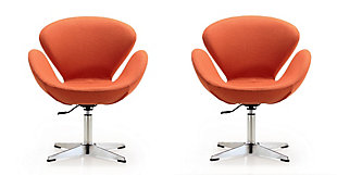 Manhattan Comfort Raspberry Chair (Set of 2), Orange/Polished Chrome, large