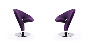 Manhattan Comfort Curl Accent Chair (Set of 2), Purple/Polished Chrome, large