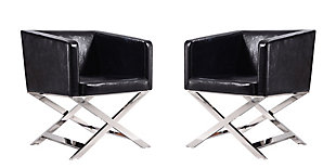 Manhattan Comfort Hollywood Lounge Accent Chair (Set of 2), Black/Polished Chrome, large
