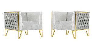 Manhattan Comfort Vector Accent Chair (Set of 2), Gray/Gold, large