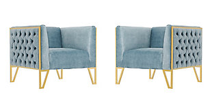 Manhattan Comfort Vector Accent Chair (Set of 2), Ocean Blue/Gold, large