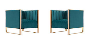 Manhattan Comfort Trillium Accent Chair (Set of 2), Teal/Rose Gold, large