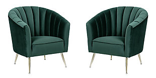 Manhattan Comfort Rosemont Accent Chair (Set of 2), Green/Gold, large