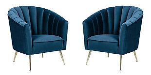 Manhattan Comfort Rosemont Accent Chair (Set of 2), Blue/Gold, large
