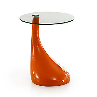 The Lava accent table melds high class minimalism with funky modern styling. The tempered glass top is perfect for any book or beverage, while the cascading sculptured base maintains a secure, low-profile foundation. Brightly colored, and conducive to open light flow, the Lava accent table is the perfect way to infuse your home with character.Modern End Table Perfect for Living Room Use. | Measures: 19.7 in. Length, 20.9 in. Height, 19.7 in. Depth. | Base Made of High Quality ABS. | Tempered Glass Table Top. | Curved Colorful Base Adding a Fashion Statement to Any Room Environment. | 0 | 0 | Minimal Assembly Required. All Hardware Included.
