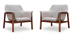 Manhattan Comfort Martelle Chair (Set of 2), Gray/Walnut, large