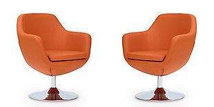 Manhattan Comfort Caisson Accent Chair (Set of 2), Orange/Polished Chrome, large