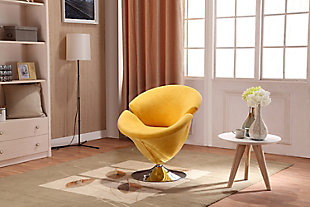 Manhattan Comfort Tulip Accent Chair (Set of 2), Yellow/Polished Chrome, rollover