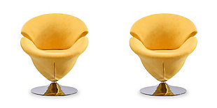 Manhattan Comfort Tulip Accent Chair (Set of 2), Yellow/Polished Chrome, large