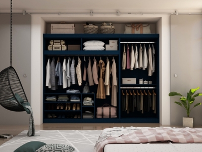 Manhattan Comfort Mulberry 2-Sectional Open Hanging Closet Module Wardrobe System, Midnight, large
