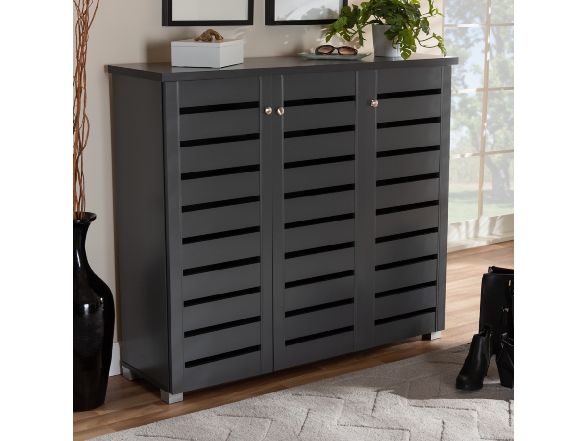 Baxton Studio Adalwin 3-Door Shoe Storage Cabinet | Ashley