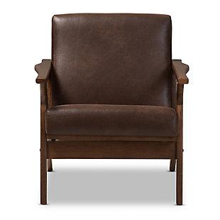 Baxton Studio Bianca Lounge Chair, Dark Brown/Walnut Brown, large