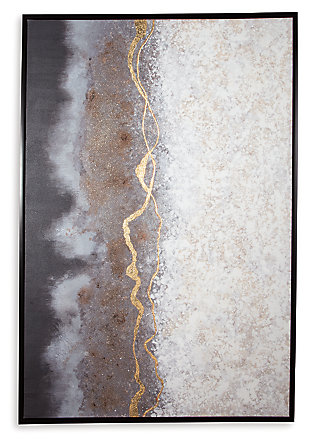 Bring a touch of the unexpected to your art collection with this freeform wall art. Hand-painted in shades of black, white, gray and gold, the Tayah abstract design’s details add that much more drama and stamp of originality.Gallery wrapped canvas | Framed | Hand-painted in shades of black, white, gray and gold | D-ring bracket hanger | Hangs vertically or horizontally | Due to the handcrafted nature of this product, some variations may occur | Clean with a soft dry cloth