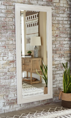 Jacee Floor Mirror, Antique White, rollover
