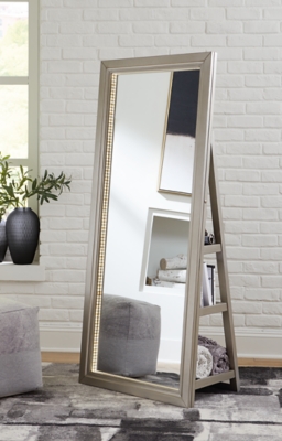 Evesen Floor Standing Mirror with Storage, Champagne