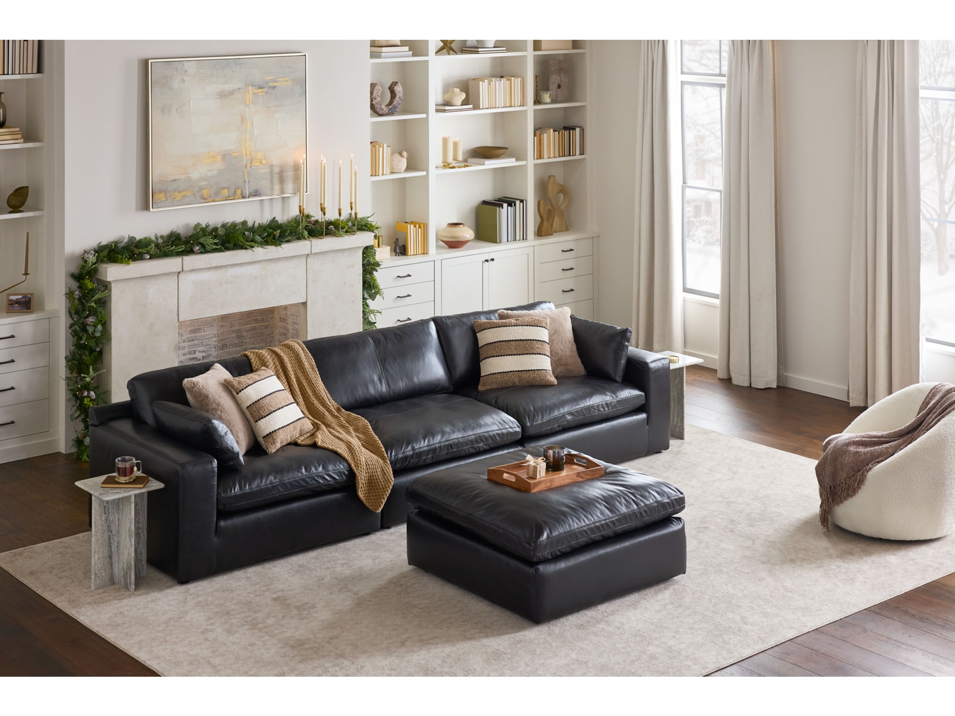 Emilia 3-Piece Leather Modular Sofa and loveseat 