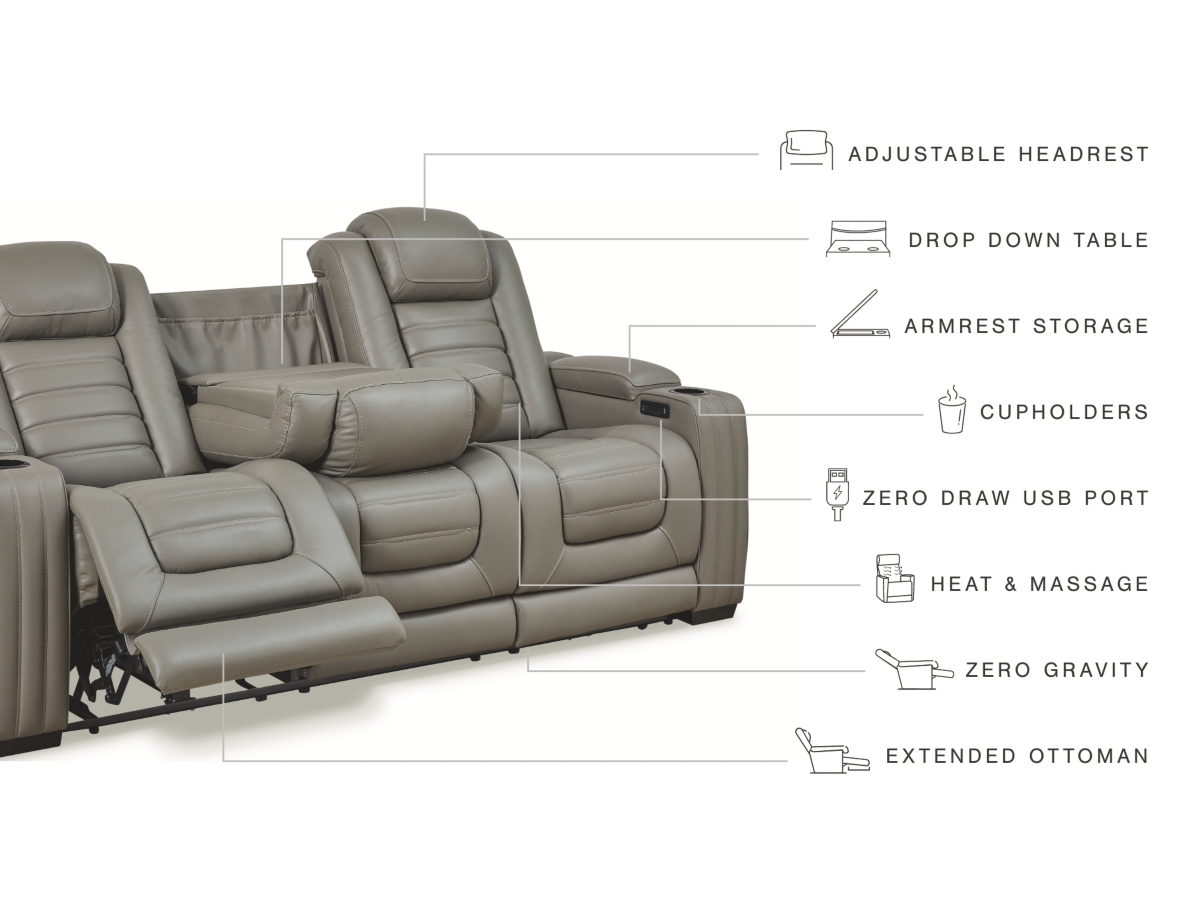 Backtrack Dual Power Leather Reclining Sofa | Ashley