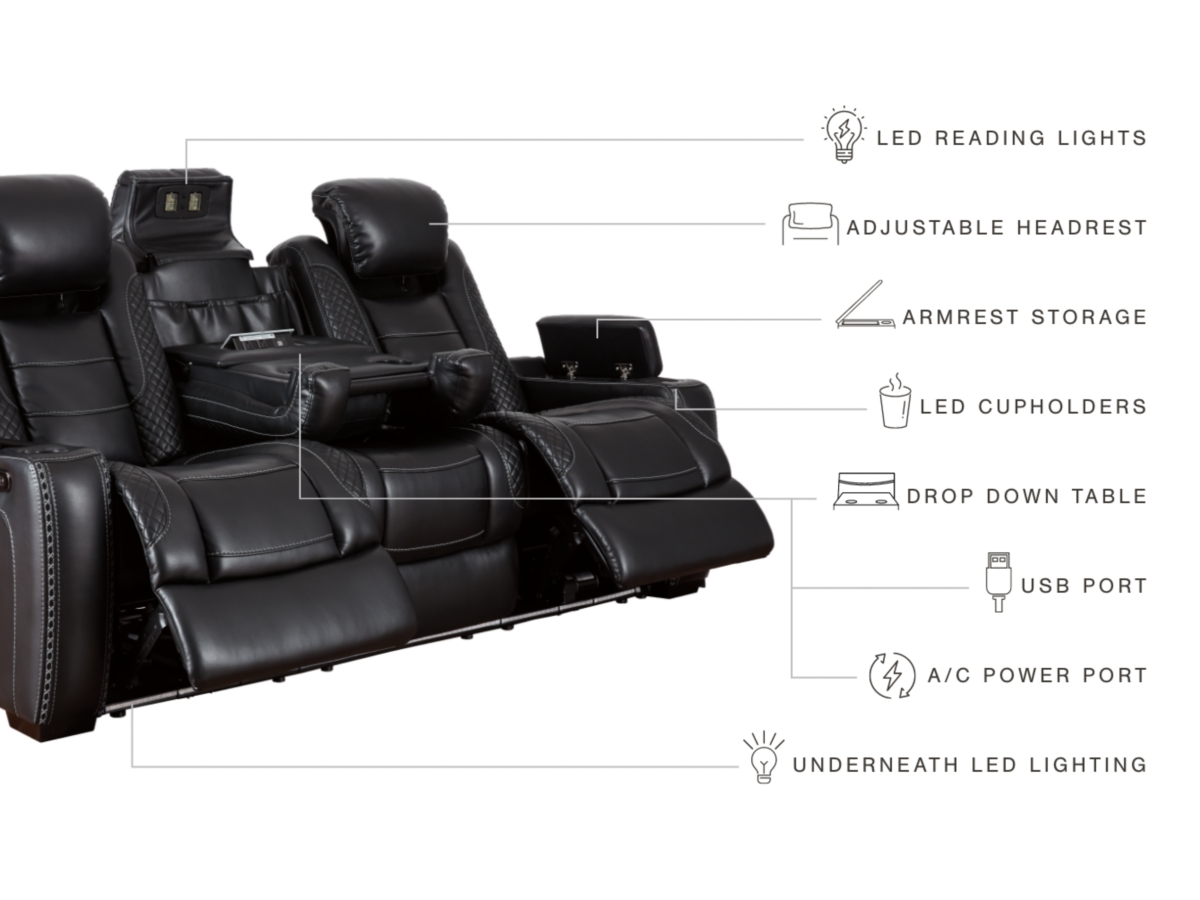 Party Time Power Reclining Sofa with Adjustable Headrest - Midnight Party Time Power Reclining Sofa with Adjustable Headrest - Midnight
