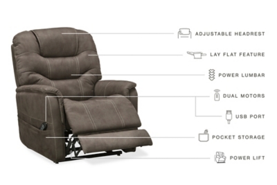 Signature Design by Ashley Ballister 21604-12 Power Lift Recliner with  Power Adjustable Lumbar and Headrest, Furniture and ApplianceMart