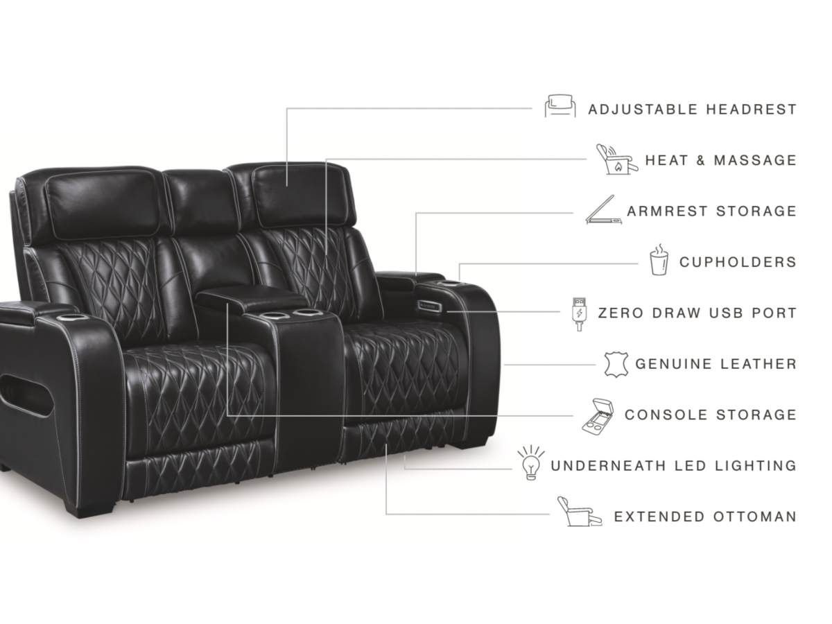 u♡ Boyington Dual Power Leather Reclining Loveseat with Console