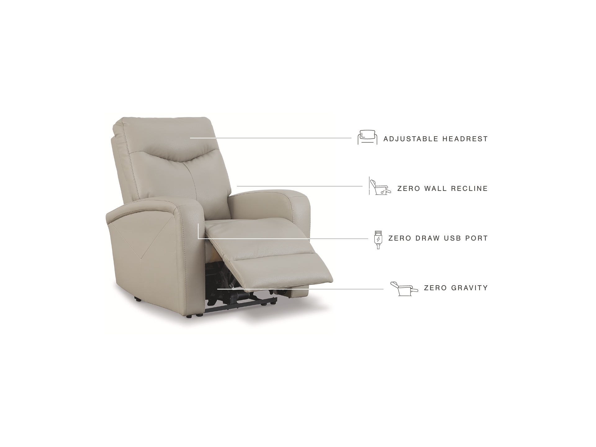 Image 3 of Ryversans Dual Power Recliner Dove Gray