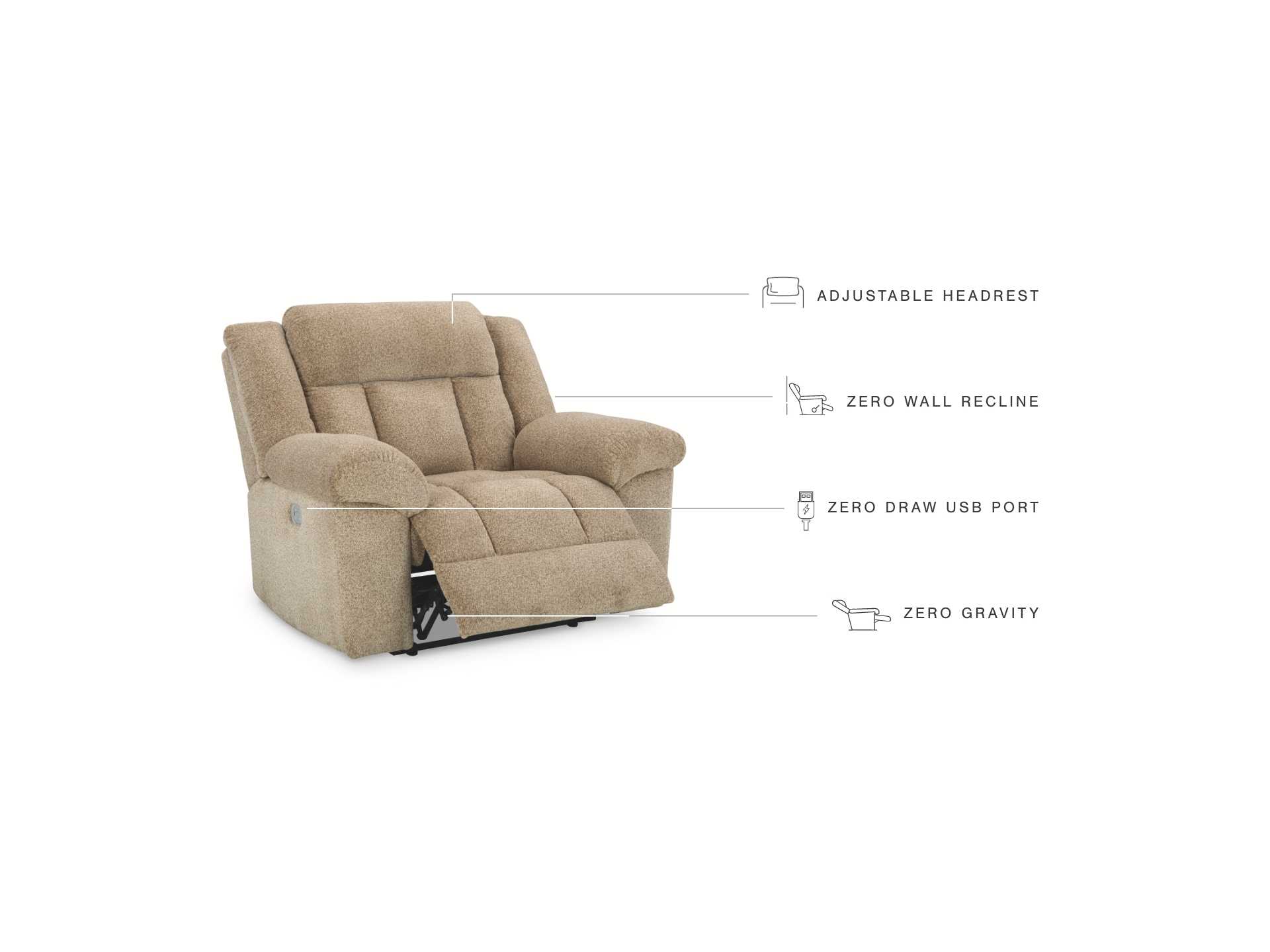 Image 1 of Tip-Off Oversized Dual Power Recliner Wheat 
