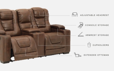 Owner's Box Dual Power Reclining Loveseat with Console | Ashley