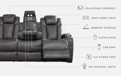 Sillón reclinable eléctrico Ashley Turbulance con reposacabezas ADJ - NC  Galería Muebles