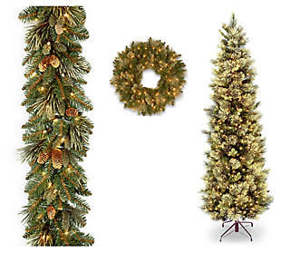 National Tree Company National Tree Carolina Pine Christmas Bundle with 6.5 ft Slim Tree, , large