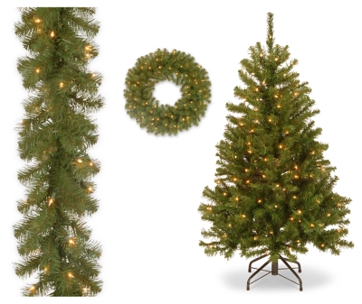 National Tree Company National Tree North Valley Spruce Christmas Bundle with 4.5 ft Clear Light Tree, , large