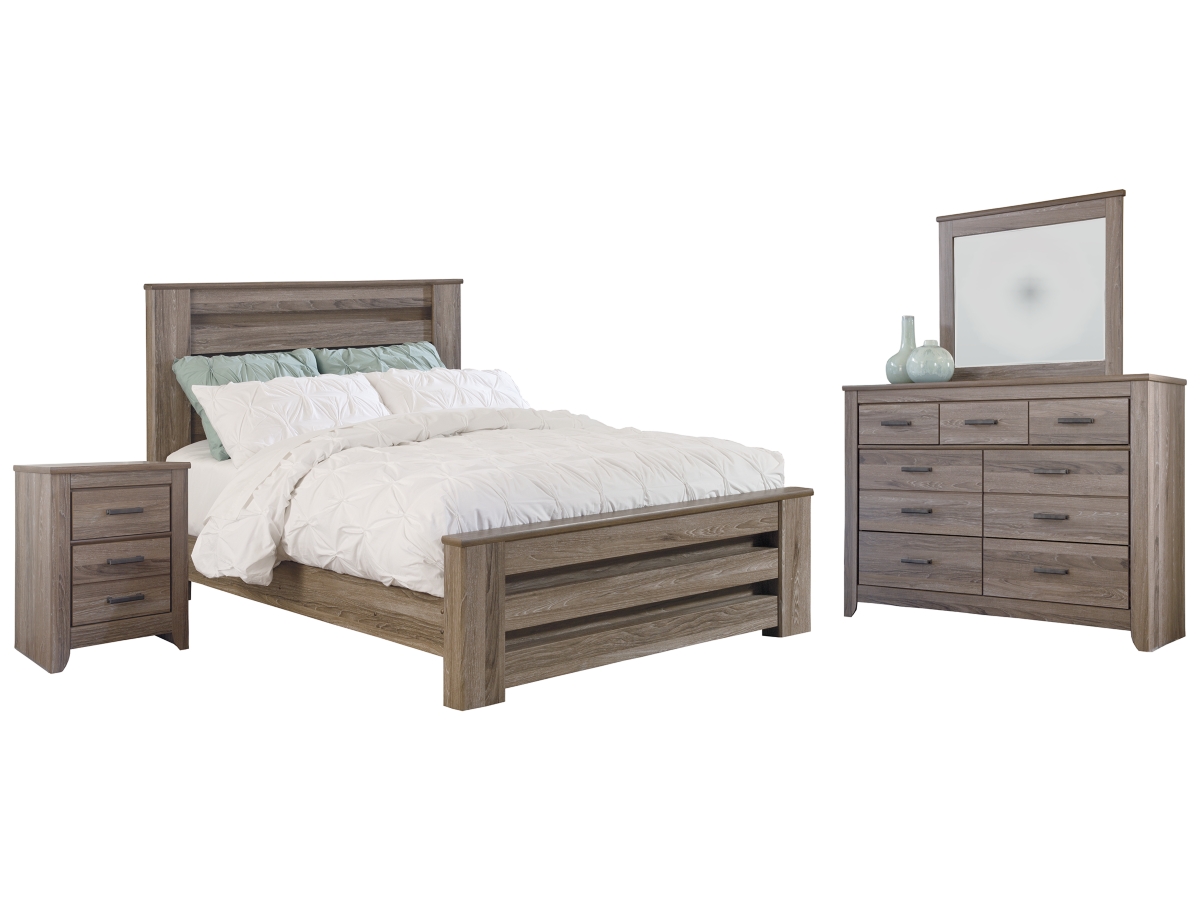 Zelen Panel Bed with Dresser Mirror and Nightstand | Ashley