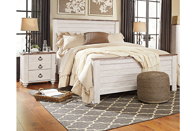 Willowton Queen Bed With 2 Nightstands, Willowton Queen Panel Bed