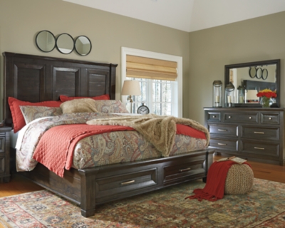 Townser 5-Piece King Panel Bedroom, Grayish Brown, large