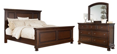 Porter Queen Panel Bed with Mirrored Dresser | Ashley Furniture 