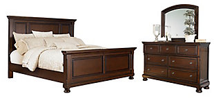Porter Queen Panel Bed with Mirrored Dresser, Rustic Brown, large