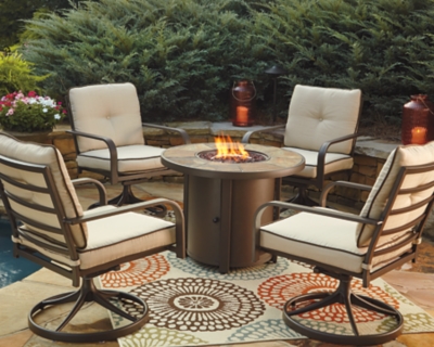 Predmore 5 Piece Outdoor Fire Pit Conversation Set Ashley Furniture Homestore