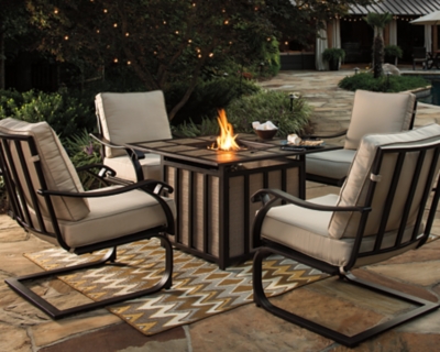 Wandon 5-Piece Outdoor Fire Pit Conversation Set, , large