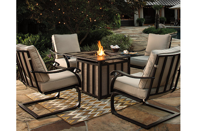 Wandon 5 Piece Outdoor Fire Pit, Patio Furniture Conversation Sets With Fire Pit