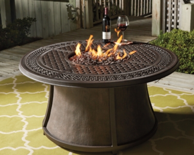 Burnella Outdoor Round Chat Fire Pit Table, , large