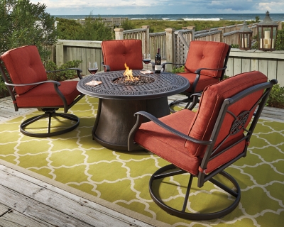 Outdoor fire pit and chair online set