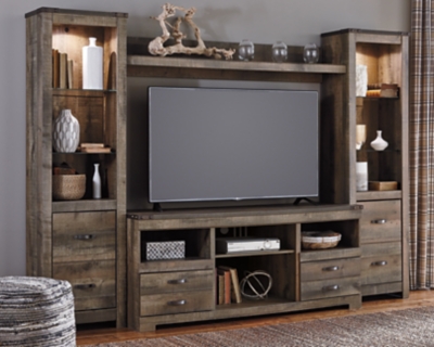 Trinell 4-Piece Entertainment Center with 63" TV Stand, Brown