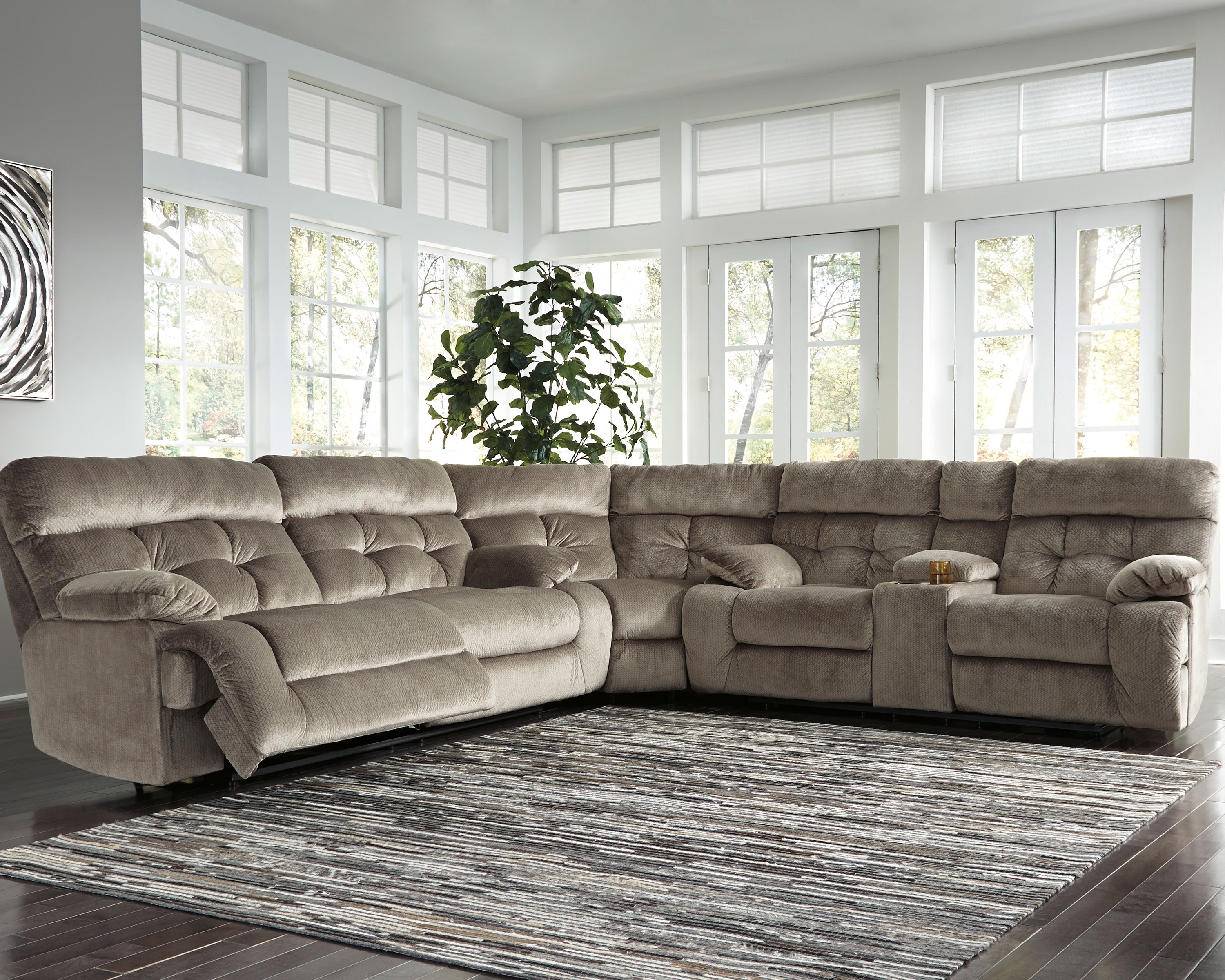 Brassville reclining loveseat with shop console