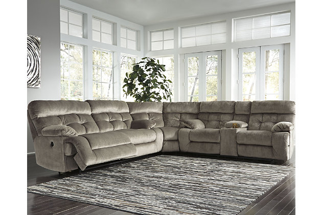 Brassville 3 Piece Power Reclining, Ashley Furniture Microfiber Sectional With Recliners