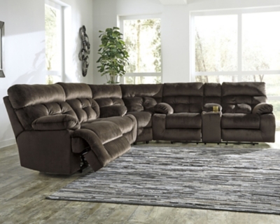 Brassville 3-Piece Reclining Sectional, Chocolate, large