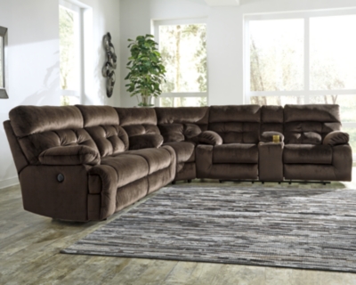 Brassville 3-Piece Power Reclining Sectional, Chocolate, large