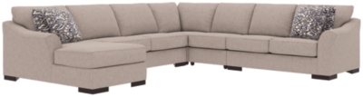 Bantry Nuvella® 5-Piece Sleeper Sectional and Pillows, Slate, large