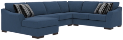Bantry Nuvella® 4-Piece Sleeper Sectional and Pillows, Indigo, large