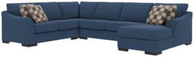 Bantry Nuvella® 4-Piece Sleeper Sectional and Pillows, Indigo, large