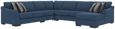 Bantry Nuvella® 5-Piece Sleeper Sectional and Pillows, Indigo, large