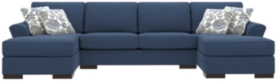Bantry Nuvella® 3-Piece Sleeper Sectional and Pillows, Indigo, large